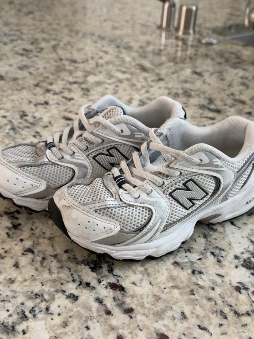 New Balance 530 Kids White and Gray Athletic Sneakers
